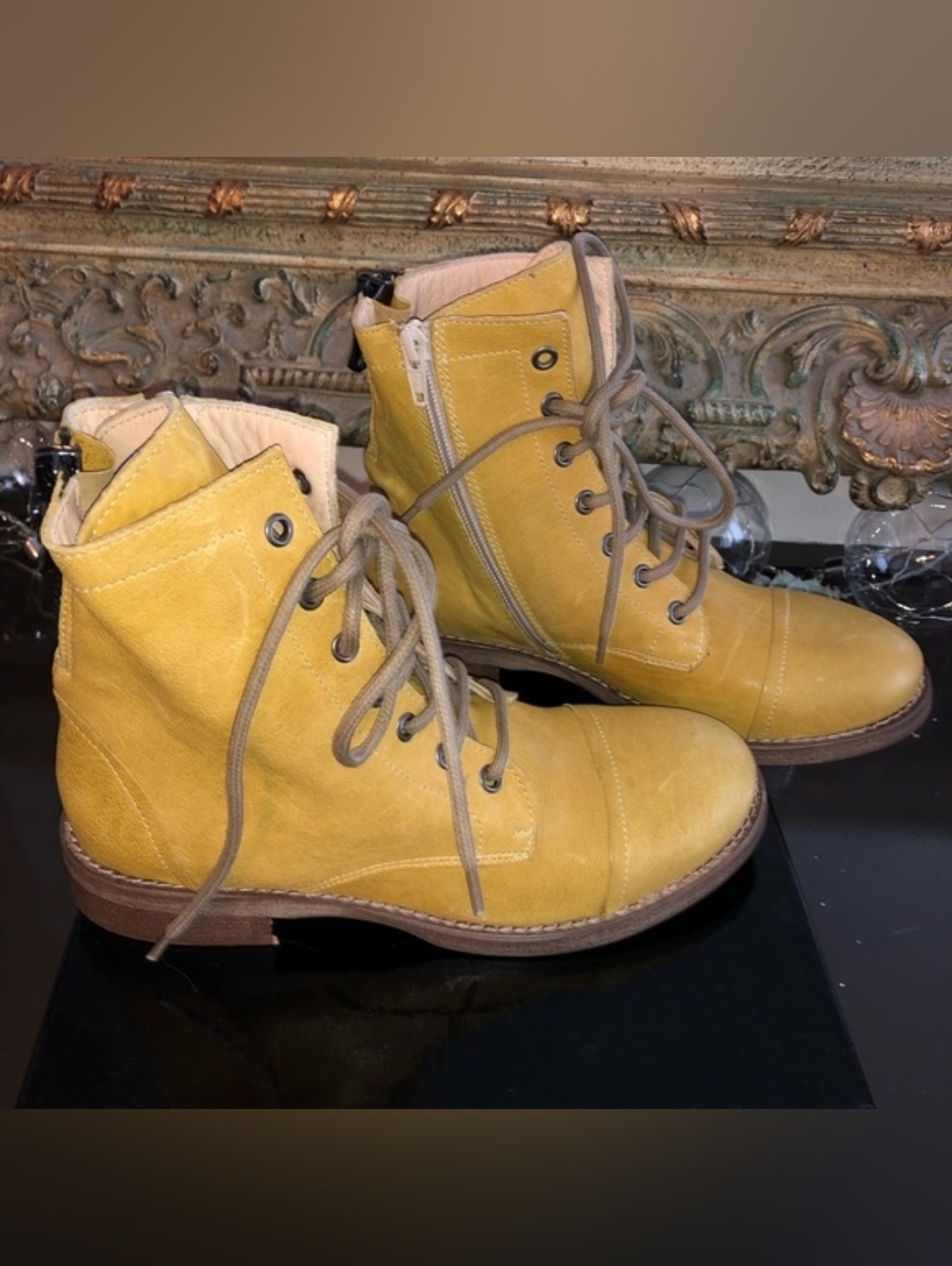 Free People Portland Campus Lace Up Booties Banana Tan - Picture 7 of 11